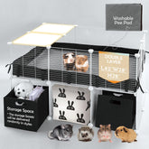 MEEXPAWS Guinea Pig Cage front view showing spacious play area for small pets