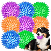 ME.FAN 3.5-inch blue squeaky dog ball for interactive play and dental cleaning use.