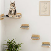 Megidok cat wall furniture main view shows three wide steps for safe climbing