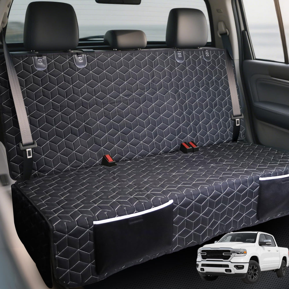 Meginc dog car seat cover backseat protects against pet hair and spills.