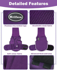 Meifsou dog anxiety vest hooded back view showing secure, comfortable fit.