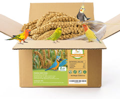 Meilleure spray millet pack front shows natural bird nutrition benefits.