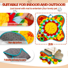 Meilzer Snuffle Mat non-slip base and strap keep mats steady during playtime.