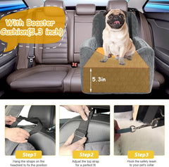 Melafa365 dog car seat features bottom/top fixings to prevent shifting on curves