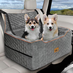 melafa365 dog car seat gray side pocket view highlighting convenient storage for treats and toys