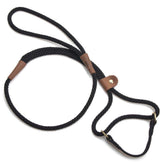 Mendota Pet Dog Walker martingale close-up shows durable rope and brass rings for secure control