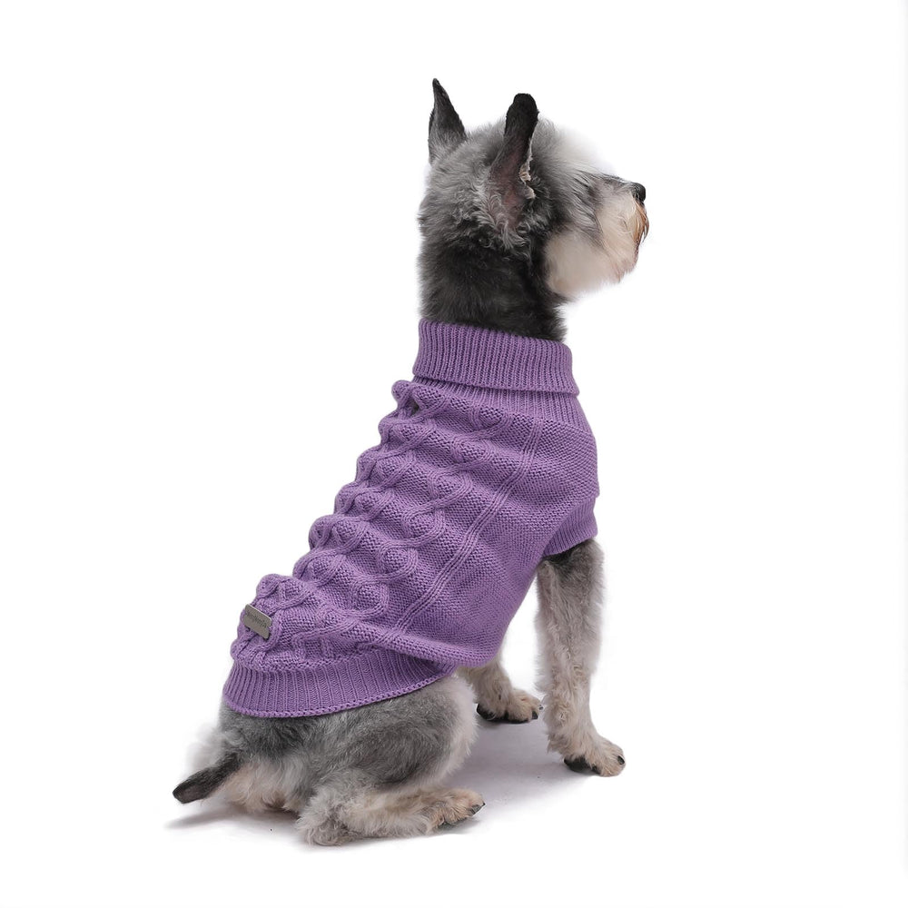 MengMengDa purple XL dog sweater front view with warm knit for cold walks.
