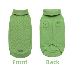 MengMengDa green winter sweater worn on small dog for warmth