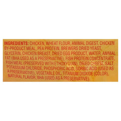 Meow Mix Irresistibles real chicken ingredients highlight real chicken protein.