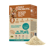 Meowbiotics Good Guts tuna flavor powder supports daily cat gut health.