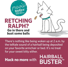 Meowbiotics Hairball Buster bottle pour shows smoother days
