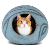 MEOWFIA Cat Cave aquamarine front-angle showing cozy personal space for indoor cats.