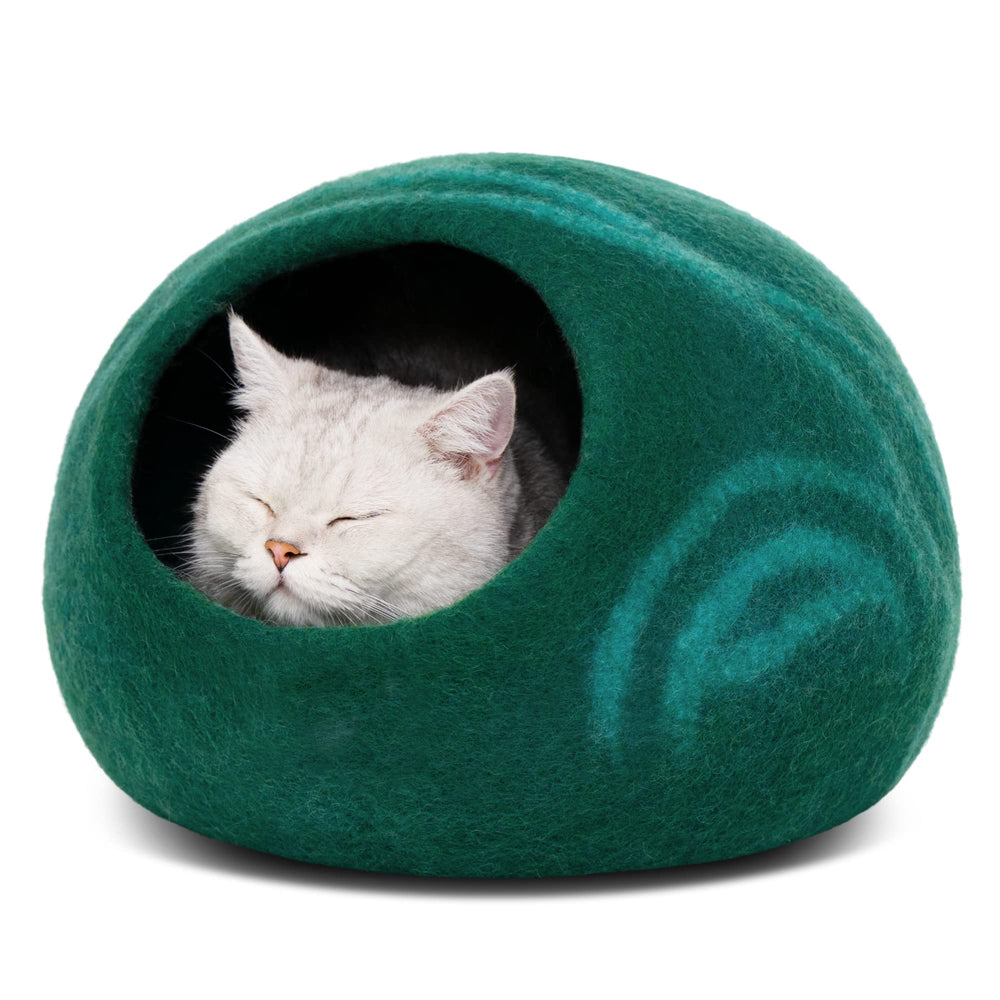 MEOWFIA Cat Cave emerald exterior provides a cozy indoor hideaway
