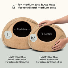 MEOWFIA Cat Cave interior with soft wool texture invites warm, private napping.