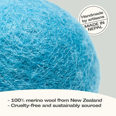 MEOWFIA wool ball dyed aquamarine shows safe eco-friendly color for kittens.