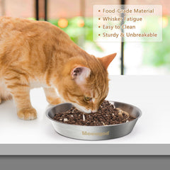 Meowgod 15oz-capacity stainless steel bowl ready for meals and water