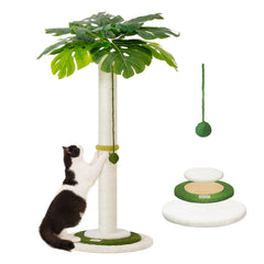 Meowoou cat tree features spring ball for dynamic activity and curiosity.