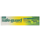 Merck Animal Health Safe Guard equine dewormer paste bottle demonstrates simple dosing for horses
