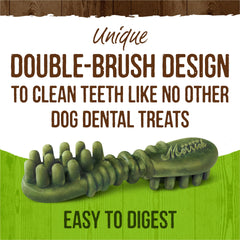 Merrick Fresh Kisses double brush design closeup demonstrates thorough cleaning while chewing.