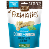 Merrick Fresh Kisses tiny-dog-bag-front image shows a convenient 33-count bag for daily dental care.