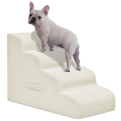 Mesa Lemon dog steps four-step beige on sofa shows stable access for small dogs