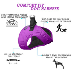 Metric USA Comfort Fit dog harness step-in design makes wearing quick and easy.