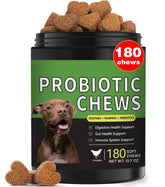 Meukgag Probiotics for Dogs bottle close-up highlighting gut health support.