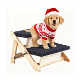 MEWANG wood pet stairs open in 3-in-1 mode for safer climbs.
