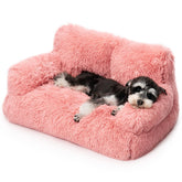 Mewoo dog couch pink front view shows cozy, supportive space for small dogs