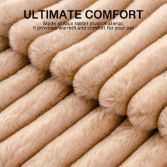 MEWOOFUN cat bed camel round fabric closeup reveals ultra-soft shed-free material