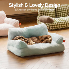 MEWOOFUN cat bed side view highlights cozy warmth and compact size