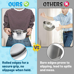 MEWTOGO 2Pcs 0.7 gallon dog bowls side view highlighting rustproof steel