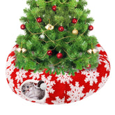 MEWTOGO cat-tunnel-christmas-tree-skirt wraps around the tree with soft plush protection