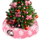 MEWTOGO cat tunnel tree skirt protection keeps ornaments safe and tree tidy.