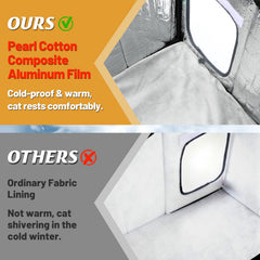 Mewtogo heated cat house with thermostatic pad for cozy warmth.