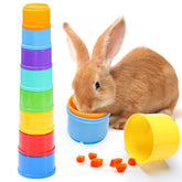 MEWTOGO stacking cups rainbow full set for rabbit enrichment and slow feeding