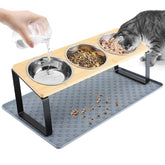 MEWTOGO tilted cat bowls set promotes comfy dining and cleaner floors.