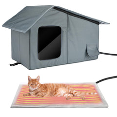 Mewtogo weatherproof cat house with waterproof roof protects from rain.