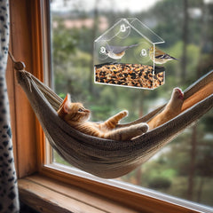 MEWTOGO clear-view feeder lets indoor cats observe birds up close.