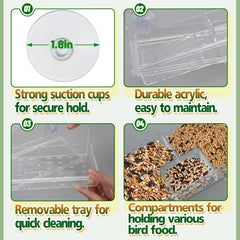 MEWTOGO acrylic window bird feeder highlights durability and easy cleanup