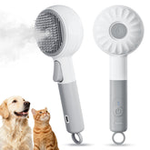 MEYCEMT pet brush steam setup demonstrates 3-in-1 grooming for cats and dogs