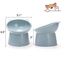 Mezchi 15-degree tilted bowls promote neck-friendly dining and easier swallowing.