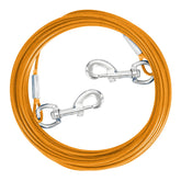 Mi Metty tie-out cable 10ft orange securing in yard for safe roaming