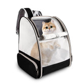 Miaoaws cat backpack carrier front view, roomy interior for cats up to 18 pounds.