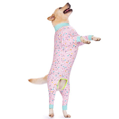 Miaododo Pink Pony Recovery Suit full belly view for home and outdoor wear.