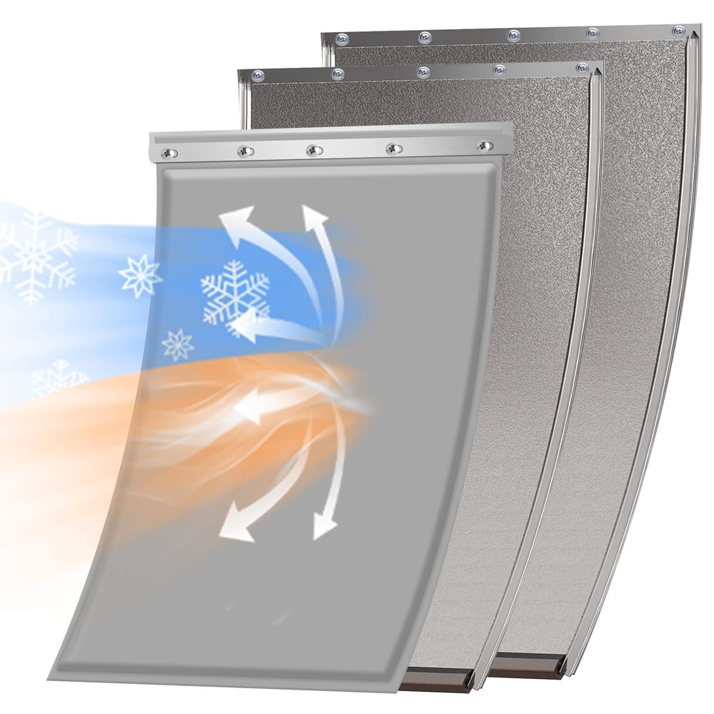 MIAOTONG 3-flap large dog door flap with screws, compatible with PAC11-11039 for weather-ready entry.
