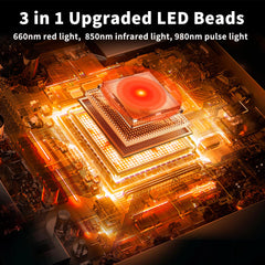 MIAOTONG red light therapy collar close-up showing 660nm diodes for skin circulation.