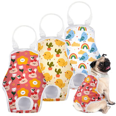MICOOYO dog diaper onesie with suspender strap keeps leaks secure during walks.