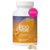 Microbiome Labs Fidospore dog probiotics capsules supporting gut health.