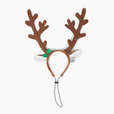 Midlee brown reindeer dog antlers headband front view, ideal for festive photo shoots.